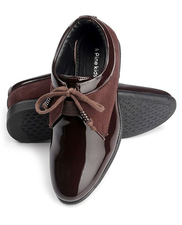 Pine Kids Lace Up Party Wear Shoes - Brown