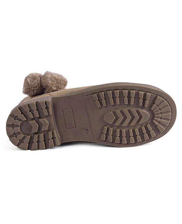 Pine Kids Slip On Winter Boots with Zipper Closure - Beige