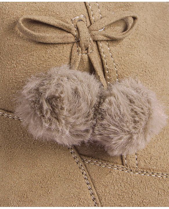 Pine Kids Slip On Winter Boots with Zipper Closure - Beige