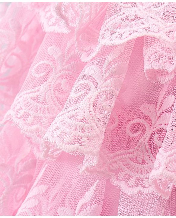 Babyhug Sleeveless Party Wear Frock Lace Embroidered - Pink