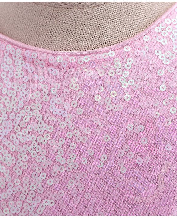 Babyhug Sleeveless Party Wear Sequin Embroidery Ankle Length Frock - Pink
