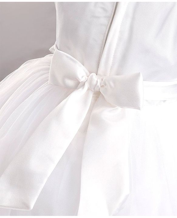 Babyhug Sleeveless Party Wear Frock Embroidered - White