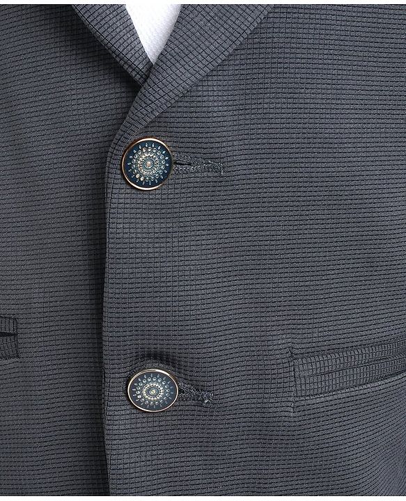 Babyhug Woven Full Sleeves Solid Party Suit with Bow Tie - Grey & White