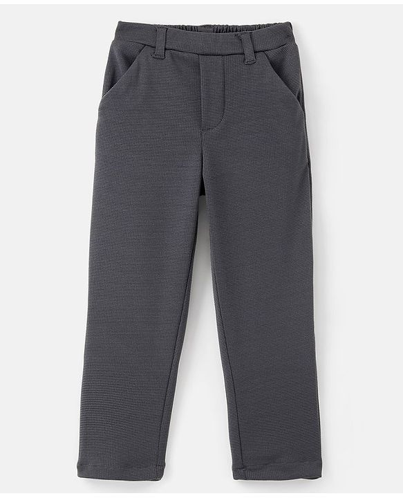Babyhug Woven Full Sleeves Solid Party Suit with Bow Tie - Grey & White
