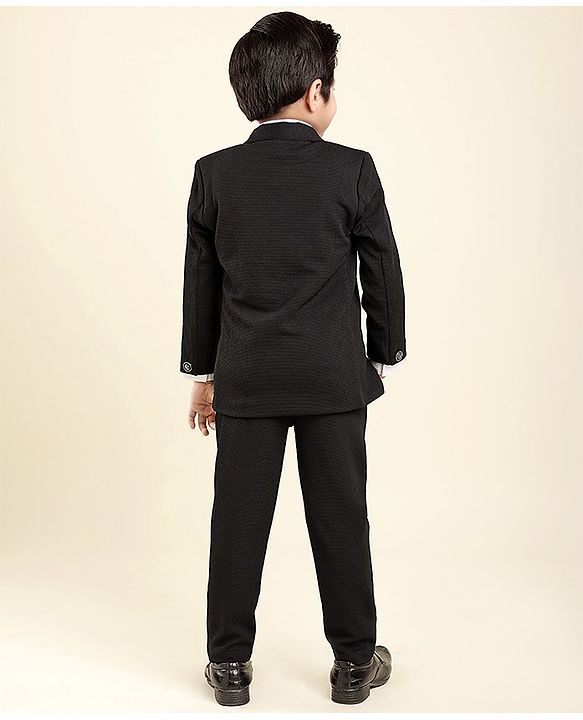 Babyhug Full Sleeves Party Suit with Bow Solid - Black