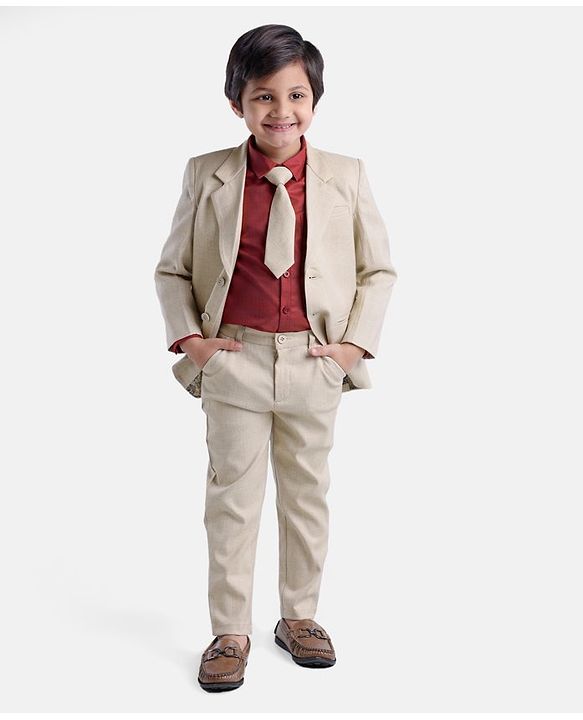 Babyhug Full Sleeves 4 Pcs Party Suit - Cream