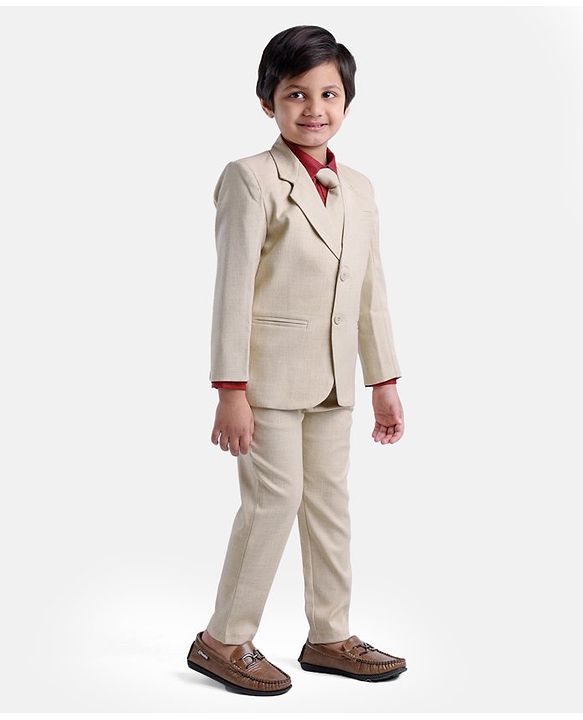 Babyhug Full Sleeves 4 Pcs Party Suit - Cream