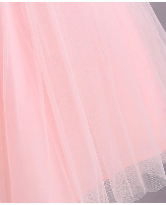 Babyhug Sleeveless Sequinned Party Wear Dress - Peach