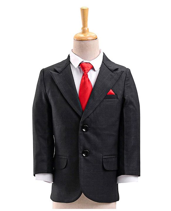 Babyhug Full Sleeves Party Suit With Bow Solid - Black