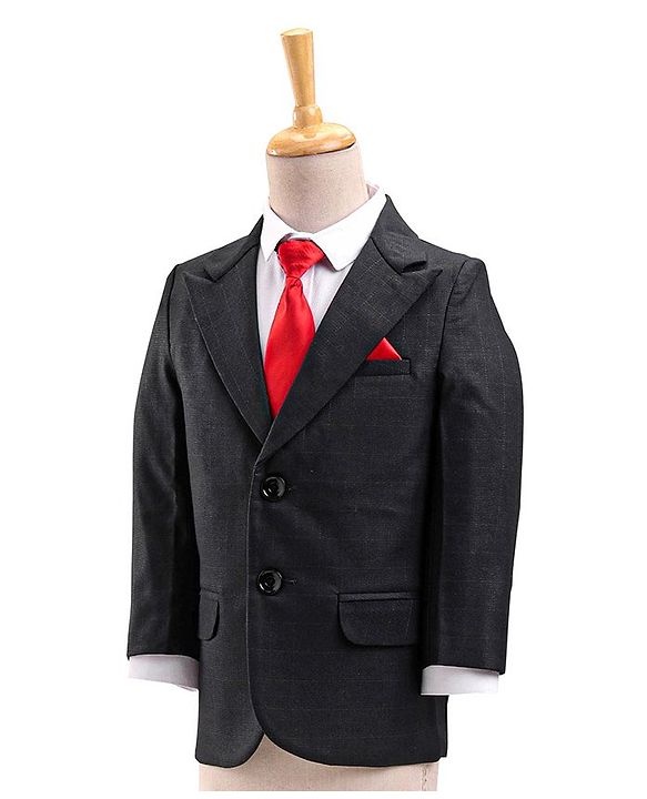 Babyhug Full Sleeves Party Suit With Bow Solid - Black