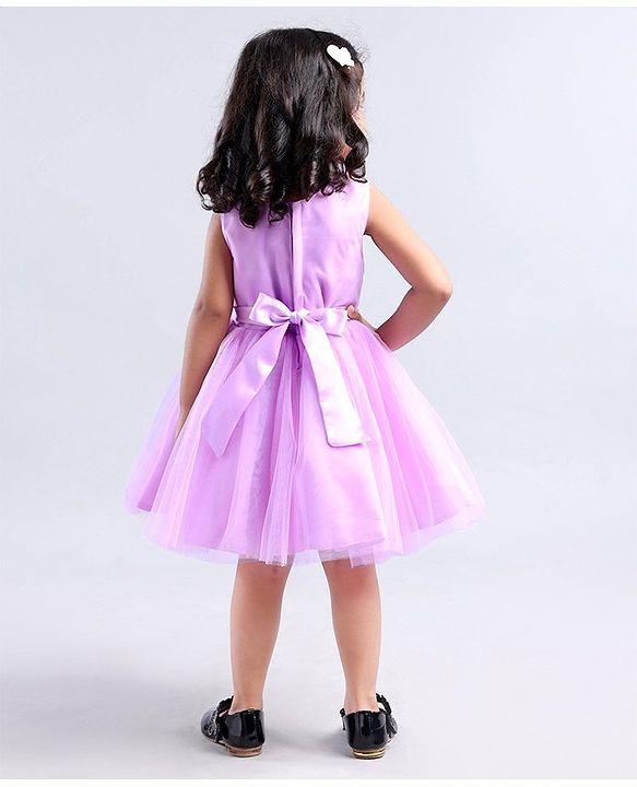 Babyhug Sleeveless Sequinned Party Frock - Lavender