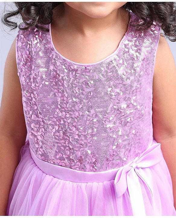Babyhug Sleeveless Sequinned Party Frock - Lavender