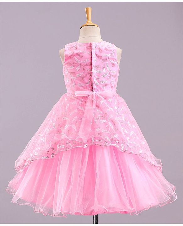 Babyhug Sleeveless Party Wear Frock Floral Corsage - Pink