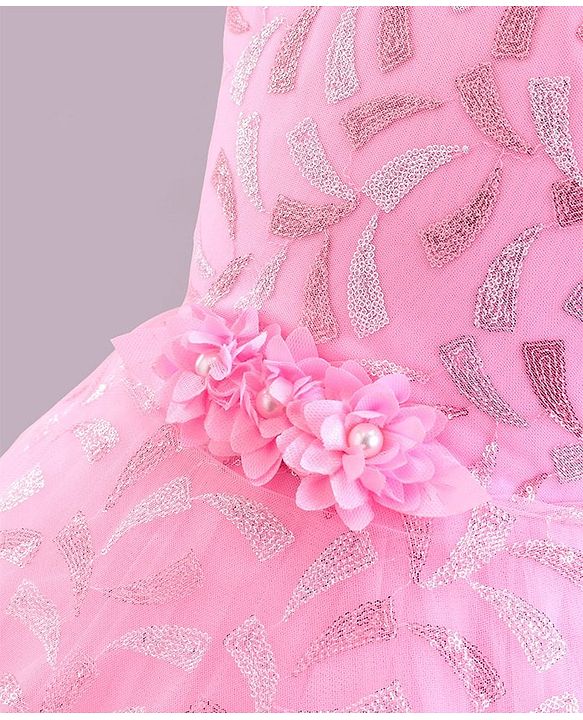 Babyhug Sleeveless Party Wear Frock Floral Corsage - Pink