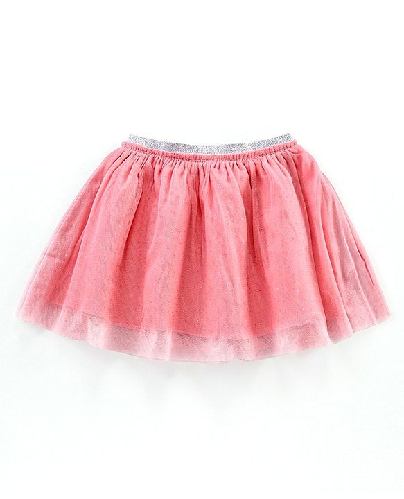 Babyhug Half Sleeves Rabbit Print Top & Knee Length Glitter Skirt - Green Pink