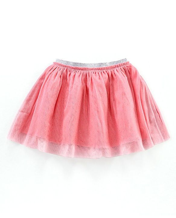 Babyhug Half Sleeves Rabbit Print Top & Knee Length Glitter Skirt - Green Pink