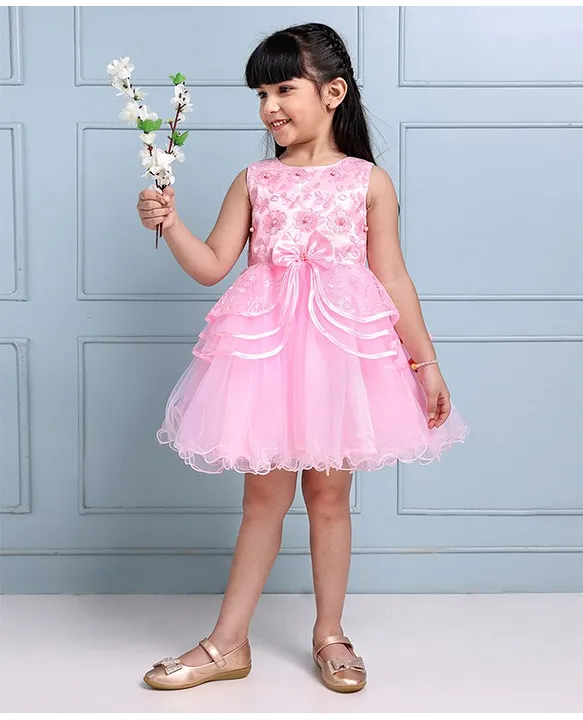 Whimsical White and Pink Party Wear Ballroom Gown – Lagorii Kids