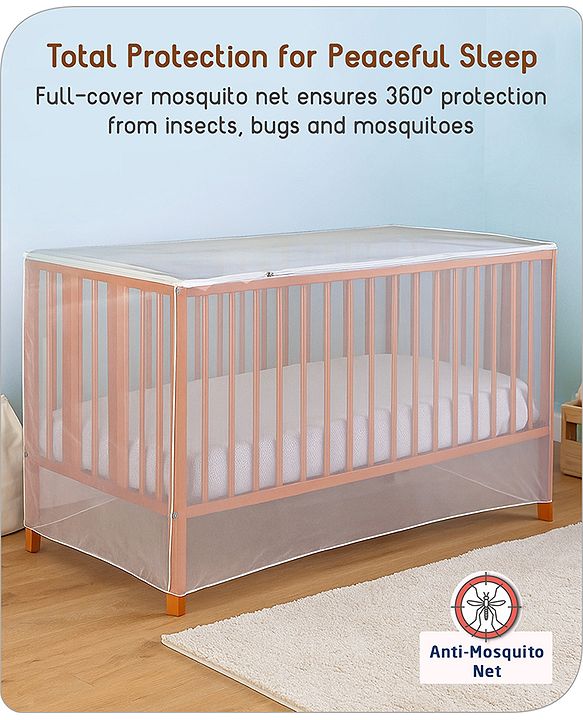 Babyhug Multipurpose Breathable Mosquito Net - White (Cot Not Included) | Suitable for Cot Measuring 120 x 60 cm