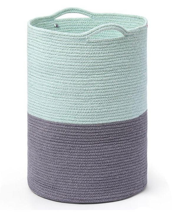 Babyhug Braided Cotton Laundry Bag  - Grey Sea Green