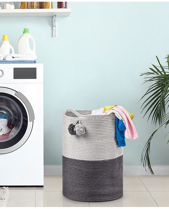Babyhug Braided Cotton Laundry Bag  - Grey