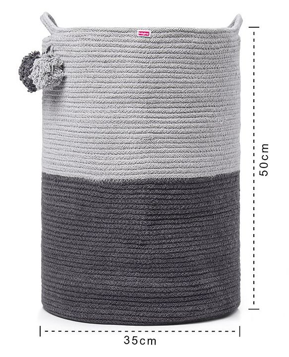 Babyhug Braided Cotton Laundry Bag  - Grey