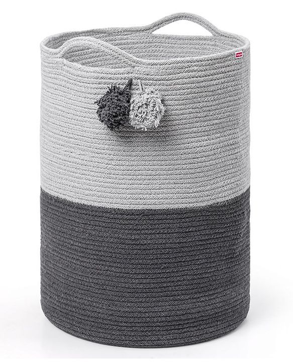 Babyhug Braided Cotton Laundry Bag  - Grey