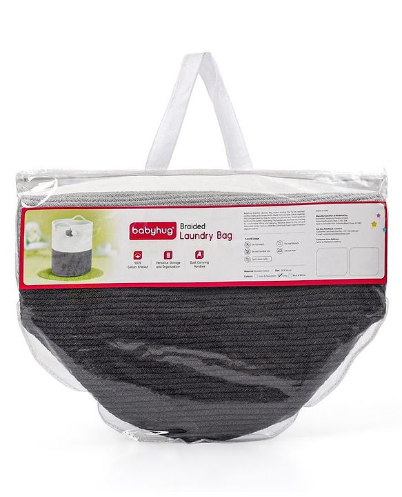 Babyhug Braided Cotton Laundry Bag  - Grey