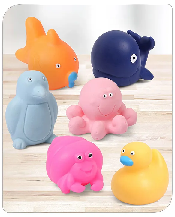 Babyhug Bath Squeeze Toys Ocean Animals Pack of 6 Multicolour Online India,  Buy Bath Toys for (0-24Months) at  - 11918372