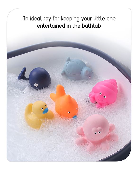 Babyhug Bath Squeeze Toys Ocean Animals Pack of 6 - Multicolour