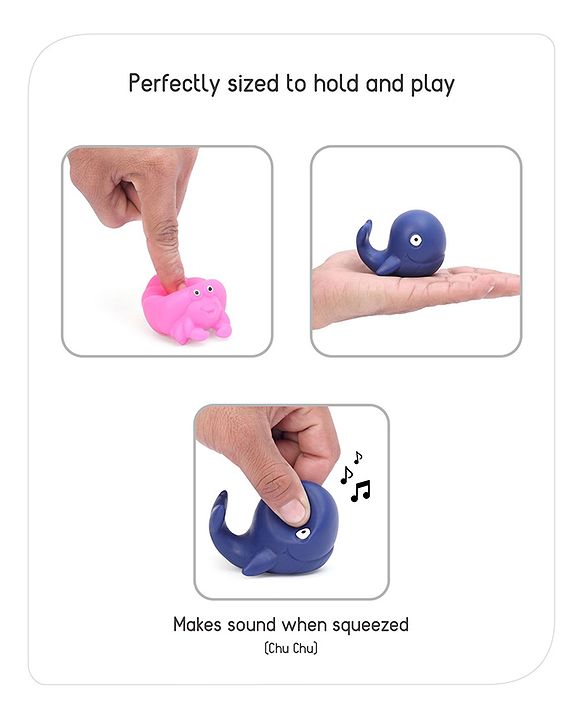 Babyhug Bath Squeeze Toys Ocean Animals Pack of 6 - Multicolour