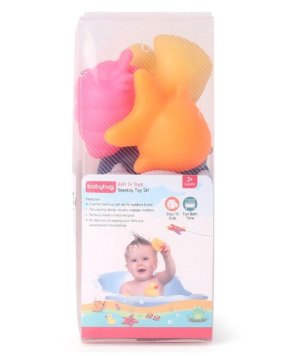 Babyhug Bath Squeeze Toys Ocean Animals Pack of 6 - Multicolour