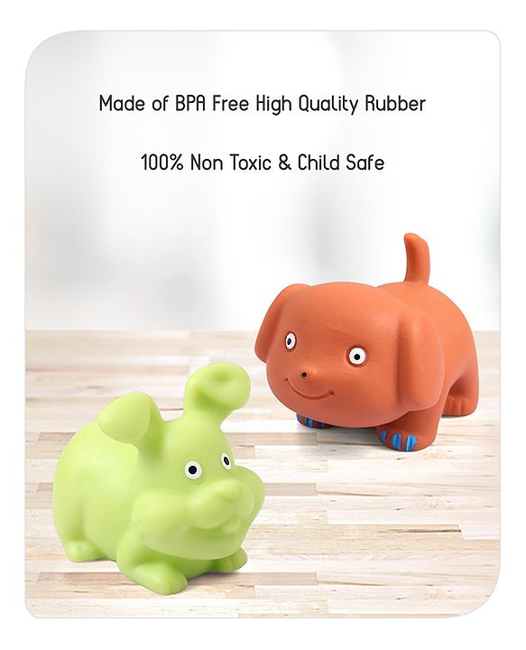 Babyhug Bath Squeeze Pet-Animals Toys -Pack of 6 | Non-Toxic Squeezable Toys | Bath-Time Sensory Play | Builds Fine Motor & Cognitive Skills | Multicolour | BIS Certified