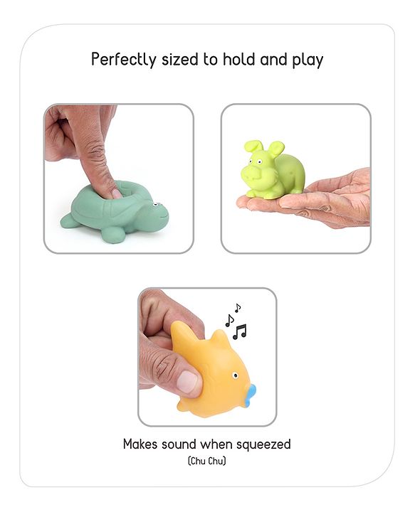 Babyhug Bath Squeeze Pet-Animals Toys -Pack of 6 | Non-Toxic Squeezable Toys | Bath-Time Sensory Play | Builds Fine Motor & Cognitive Skills | Multicolour | BIS Certified