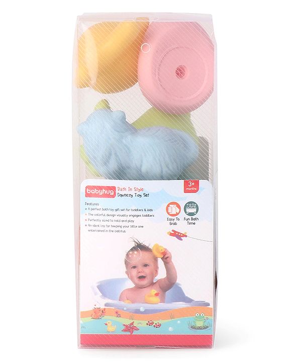 Babyhug Bath Squeeze Pet-Animals Toys -Pack of 6 | Non-Toxic Squeezable Toys | Bath-Time Sensory Play | Builds Fine Motor & Cognitive Skills | Multicolour | BIS Certified