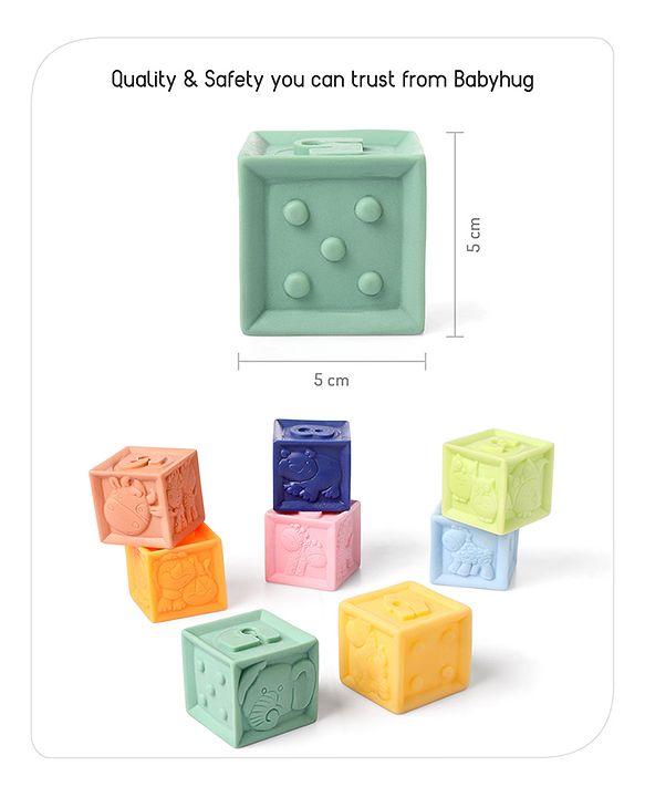 Babyhug Bath In Style Squeeze Building Blocks Set Pack of 8 - Multicolour