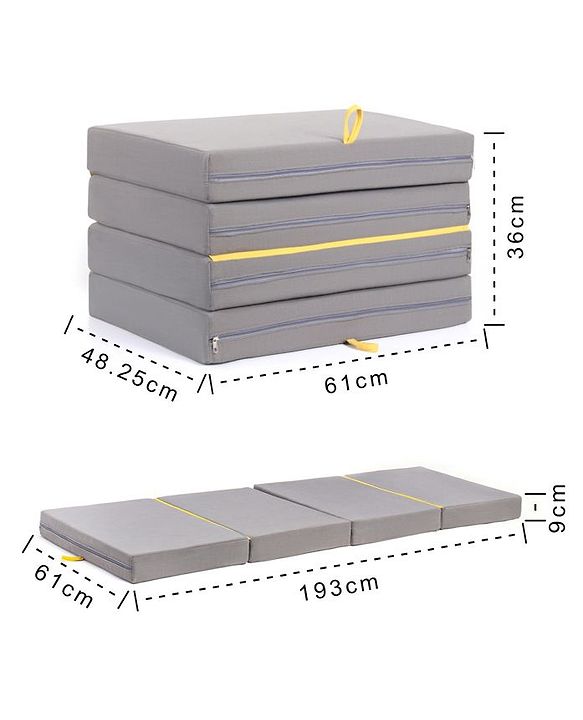 Pine Kids Classic Four Fold Sofa Cum Mattress - Grey