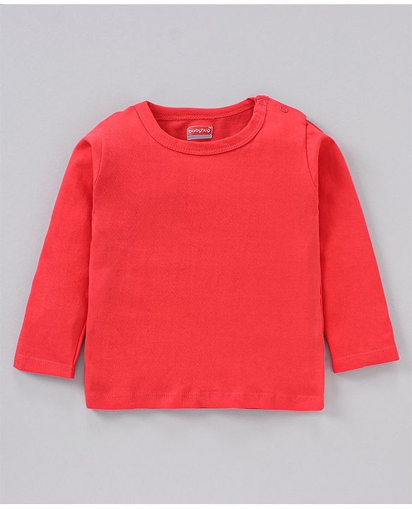 Babyhug Full Sleeves Cotton Blend Knit Tees Solid Pack of 3- Blue Red Peach