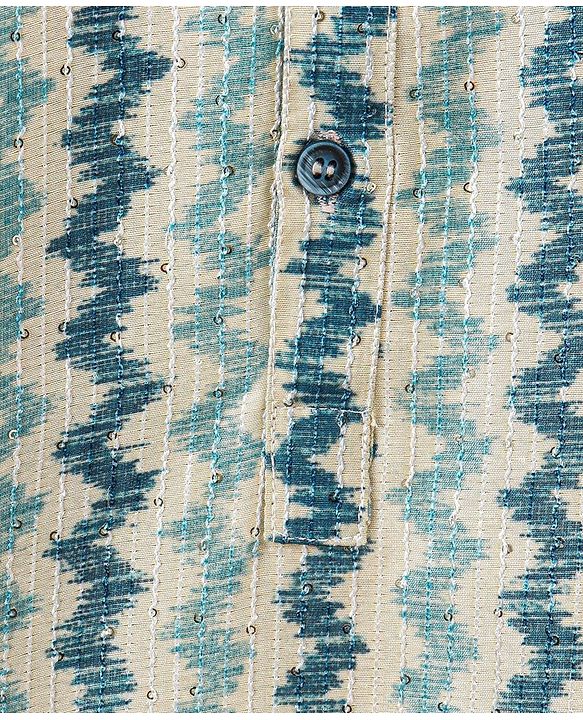 Babyhug 100% Cotton Full Sleeves Kurta and Dhoti Set Zig Zag Print - Beige & Navy