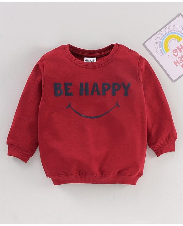 Babyhug Full Sleeves Sweatshirt Text Print - Maroon