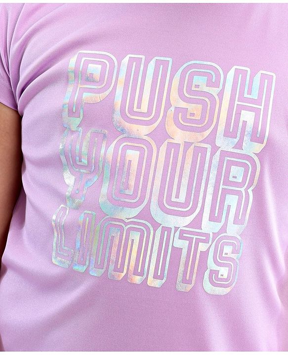 Pine Active Stretchable Half Sleeves T-shirt and Cycling Shorts Set Printed - Blue Pink