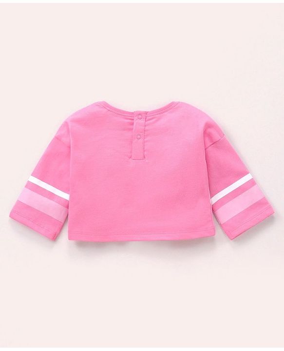 Babyhug Three Fourth Sleeves Crop Top With Inner Tee Placement Print - Pink