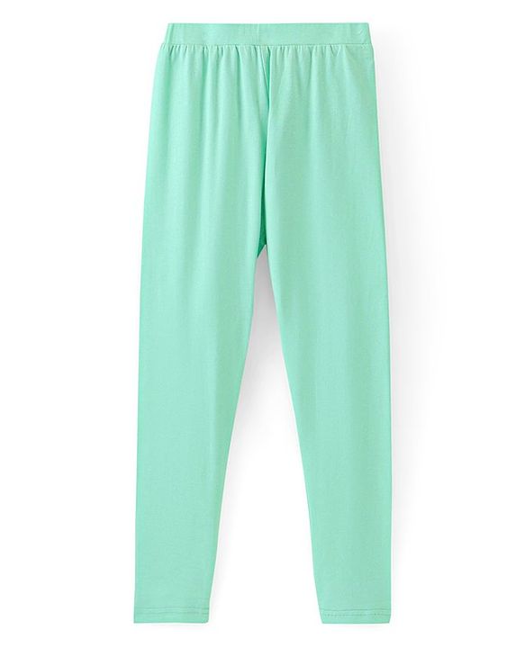 Pine Kids Full Length Stretchable & Biowashed Cotton Leggings Solid & Floral Print Pack Of 2 - Blue Pink