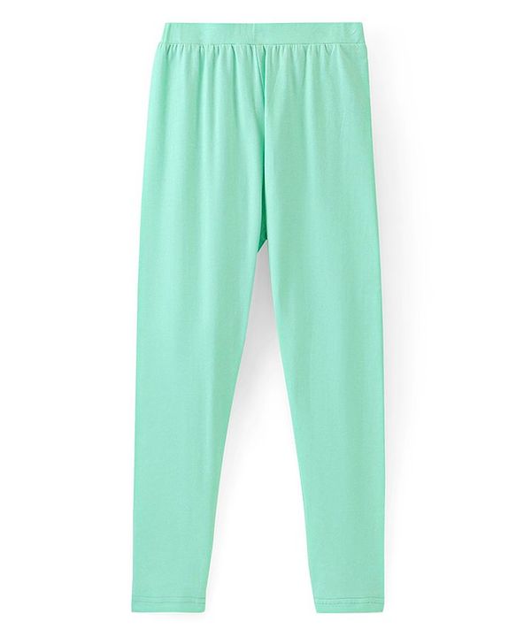 Pine Kids Full Length Stretchable & Biowashed Cotton Leggings Solid & Floral Print Pack Of 2 - Blue Pink