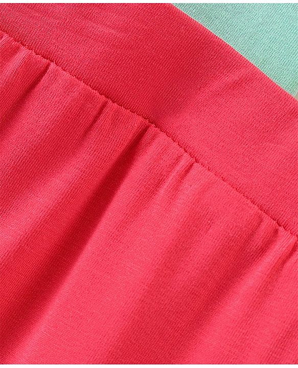 Pine Kids Full Length Stretchable & Biowashed Cotton Leggings Solid & Floral Print Pack Of 2 - Blue Pink