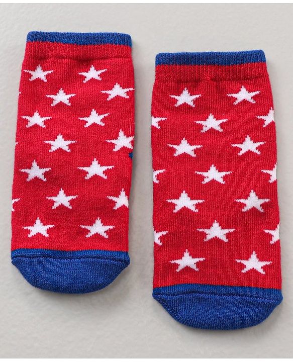 Cute Walk by Babyhug Ankle Length Antibacterial Socks Striped & Stars Design  Pack of 3 - Multicolour
