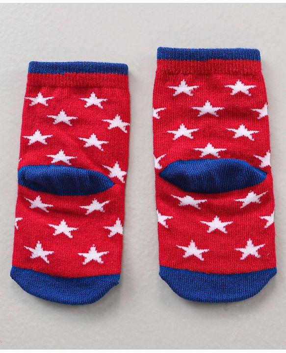 Cute Walk by Babyhug Ankle Length Antibacterial Socks Striped & Stars Design  Pack of 3 - Multicolour