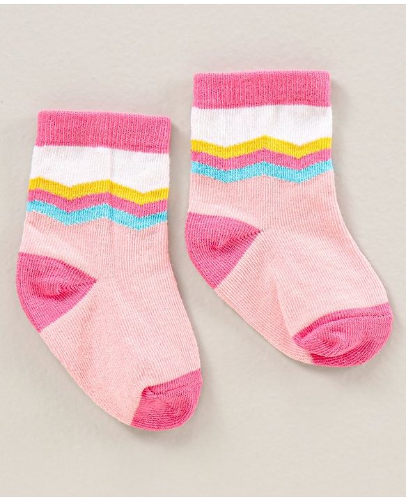 Cute Walk by Babyhug Ankle Length Antibacterial Socks Pack Of 5  Striped & Unicorn Design - Multicolour
