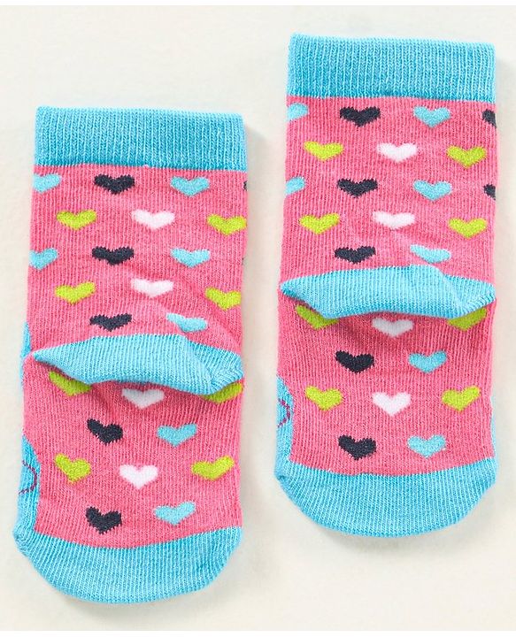 Cute Walk by Babyhug Ankle Length Antibacterial Socks Pack Of 5 Hearts Design  - Multicolour