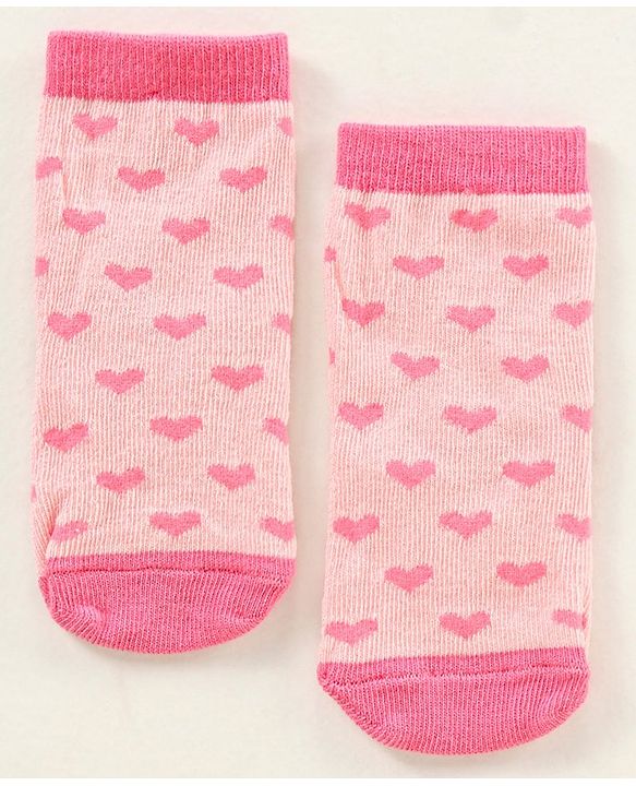 Cute Walk by Babyhug Ankle Length Antibacterial Socks Pack Of 5 Hearts Design  - Multicolour