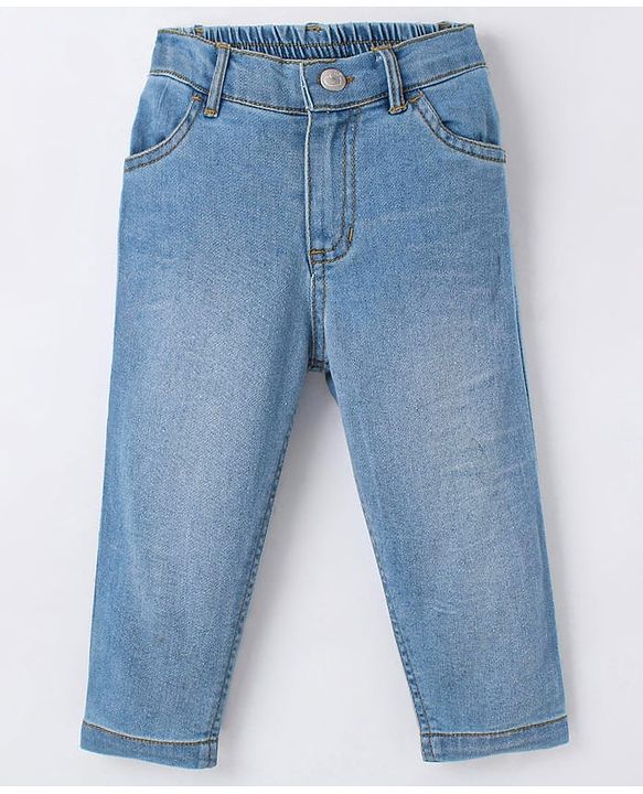 Babyhug 100% Rayon Full Length Embroidered Top with Denim Jeans- Pink & Blue